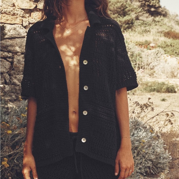 Zara Pointelle Knit Polo Sweater - S/M - Picture 3 of 11